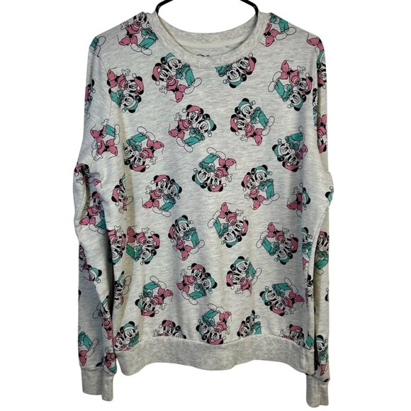 Disney Mickey & Minnie Mouse Gray Sweatshirt Women's XL - Picture 1 of 6